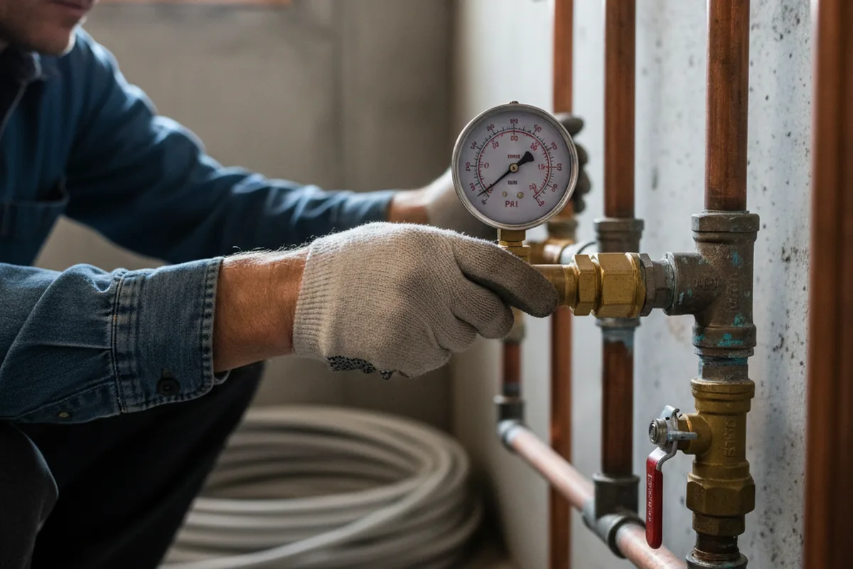 Pressure testing a repaired line during Water Line Repair in Palmer